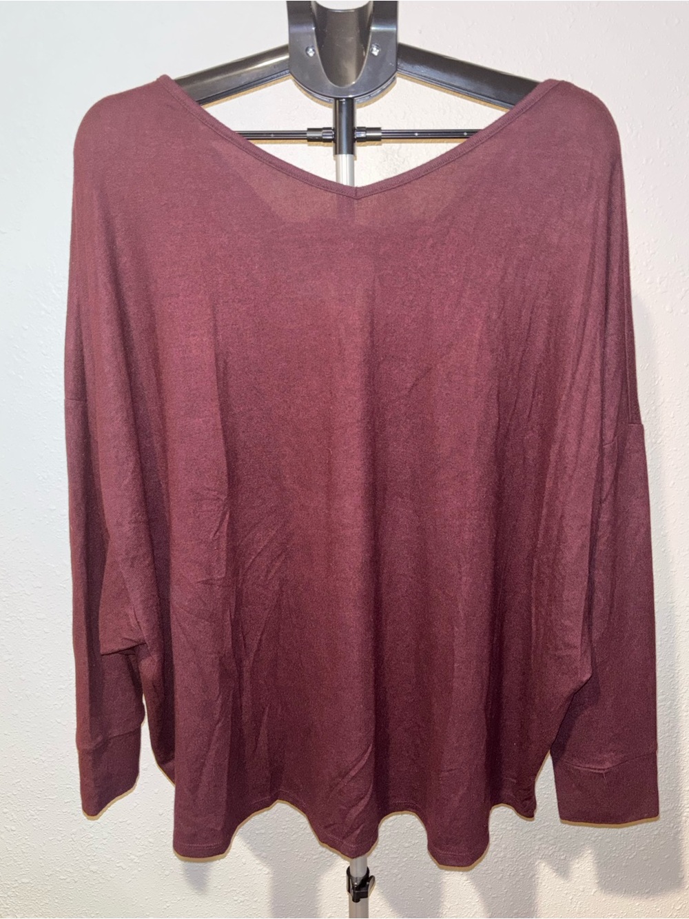 Maurices Burgundy Velvet Tie Back v-neck Sweater